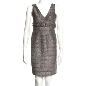 Carmen Marc Valvo Metallic Sheath Dress Size S NWT